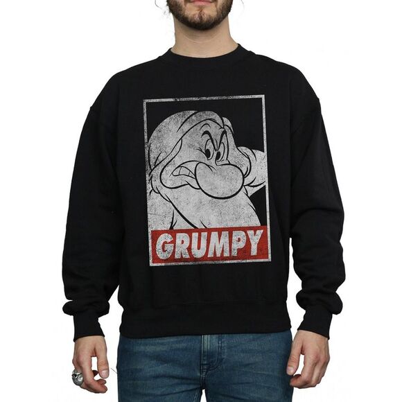 Snow White And The Seven Dwarfs Mens Grumpy Poster Sweatshirt / Black - Picture 3 of 5